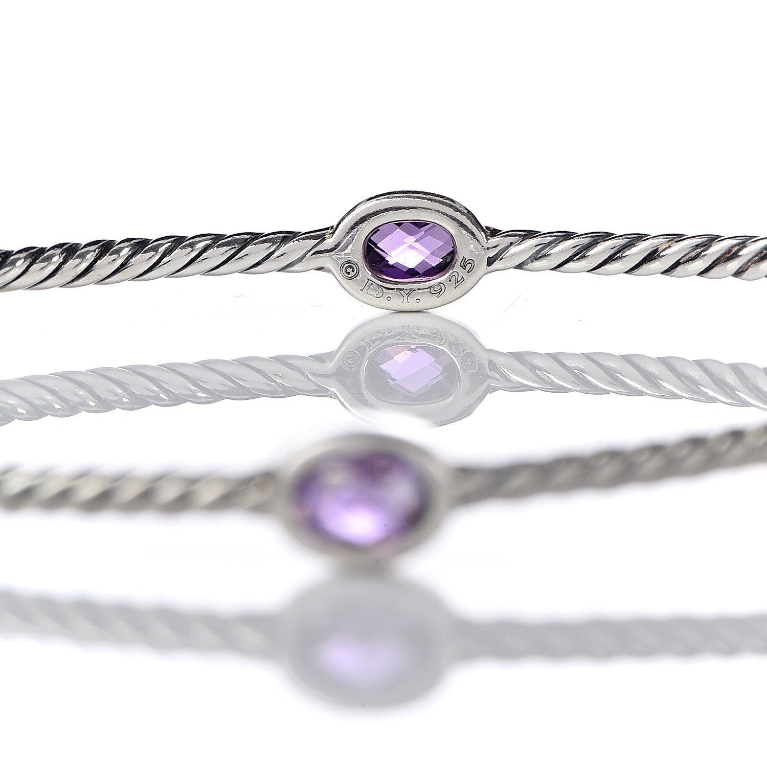 David Yurman Sterling Silver Amethyst Color Classics Cable Bangle Bracelet Set of 2 5 of 5
