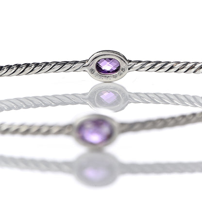 David Yurman Sterling Silver Amethyst Color Classics Cable Bangle Bracelet Set of 2 5 of 5