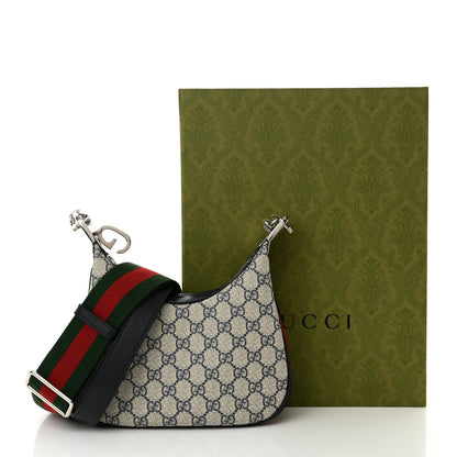 Gucci GG Supreme Monogram Textured Calfskin Web Small Attache Shoulder Bag Beige Blue 10 of 10