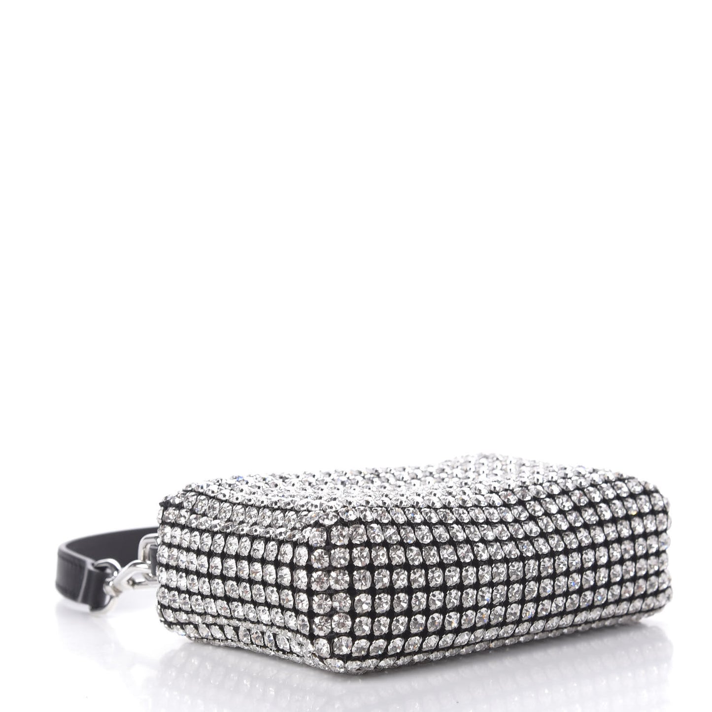 Mesh Crystal Rhinestone Mini Heiress Pouch Black Silver