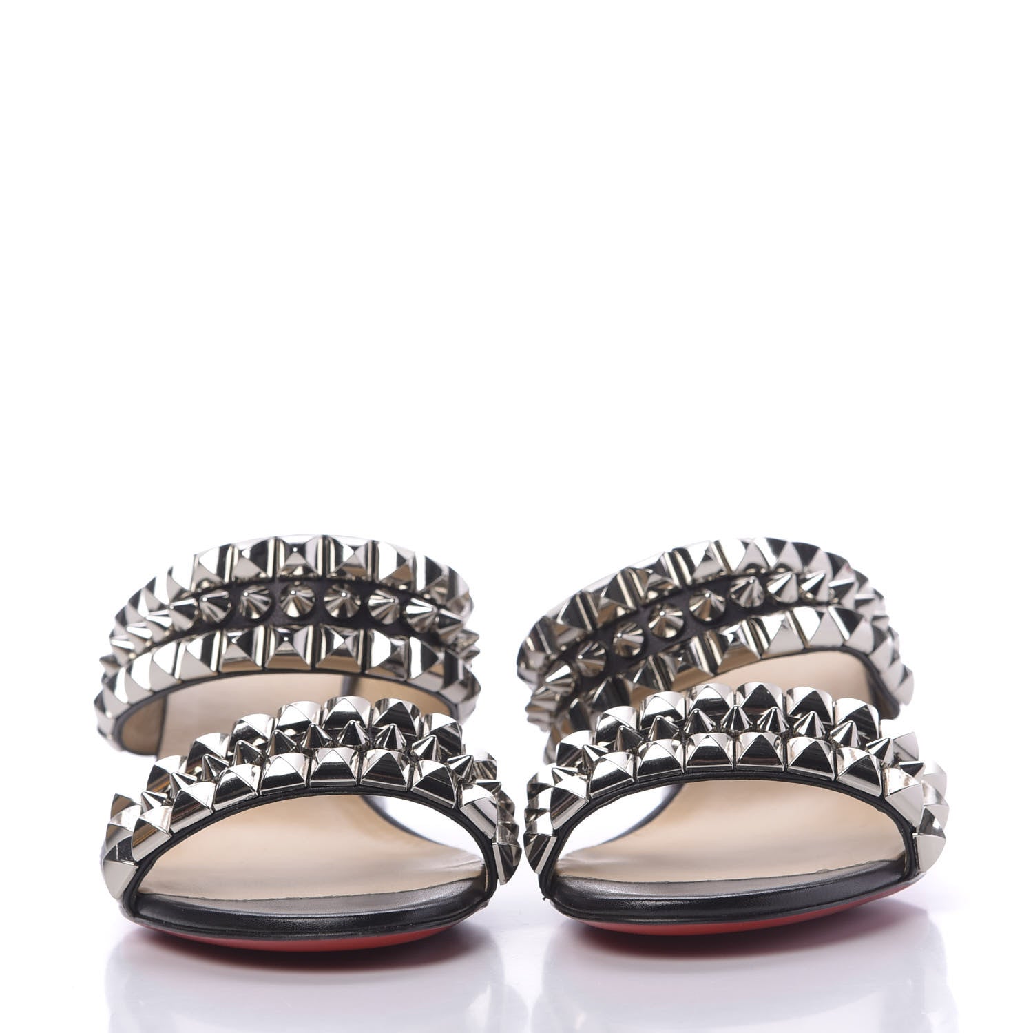 Christian Louboutin Calfskin Studded Tina Goes Mad 55 Slide Sandals 39 Black 3 of 10