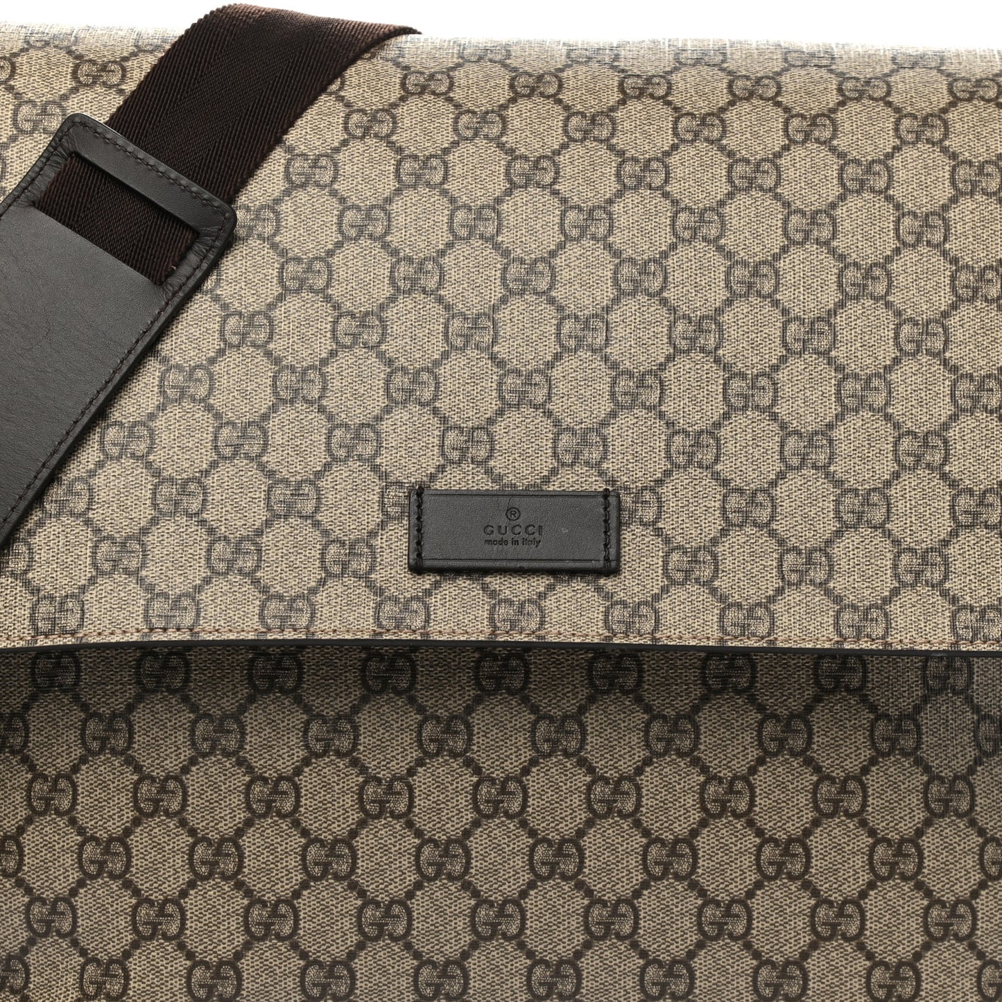 GG Plus Monogram Messenger Diaper Bag Dark Brown