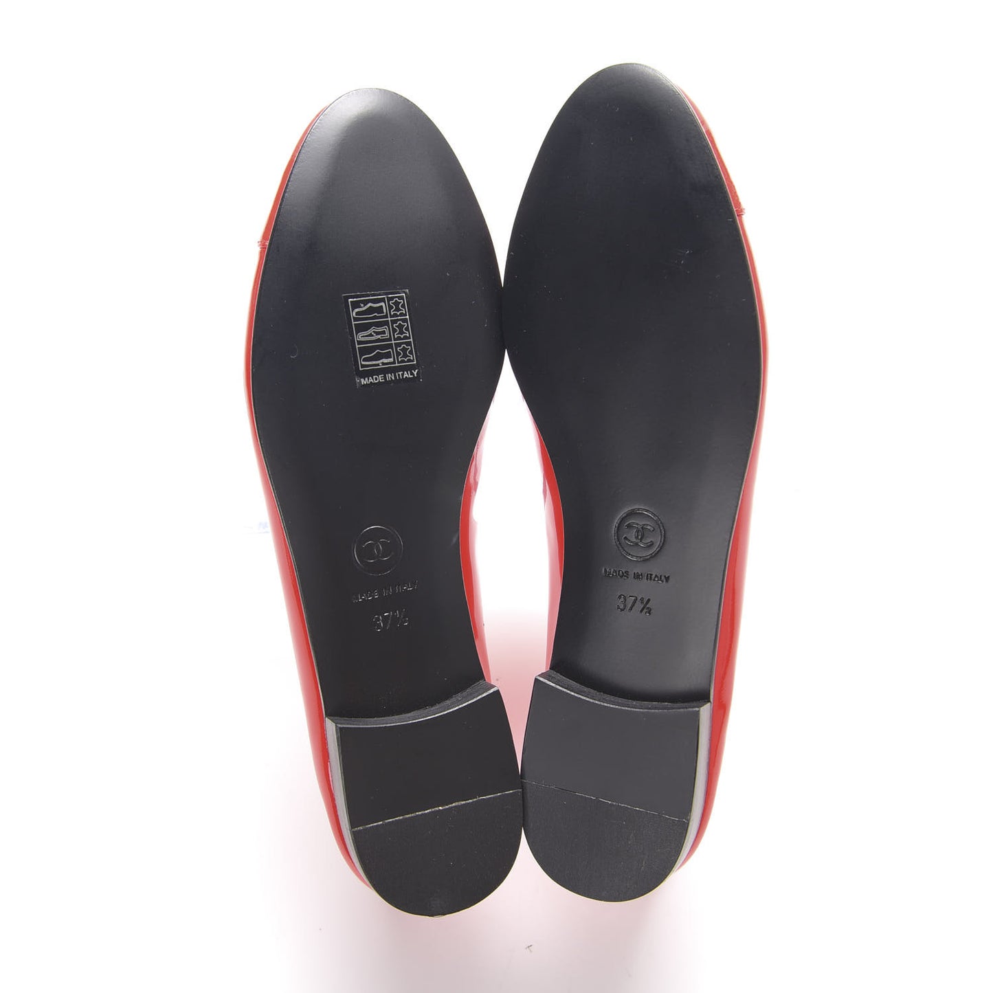 Patent Calfskin CC Cap Toe Ballerina Flats 37.5 Red