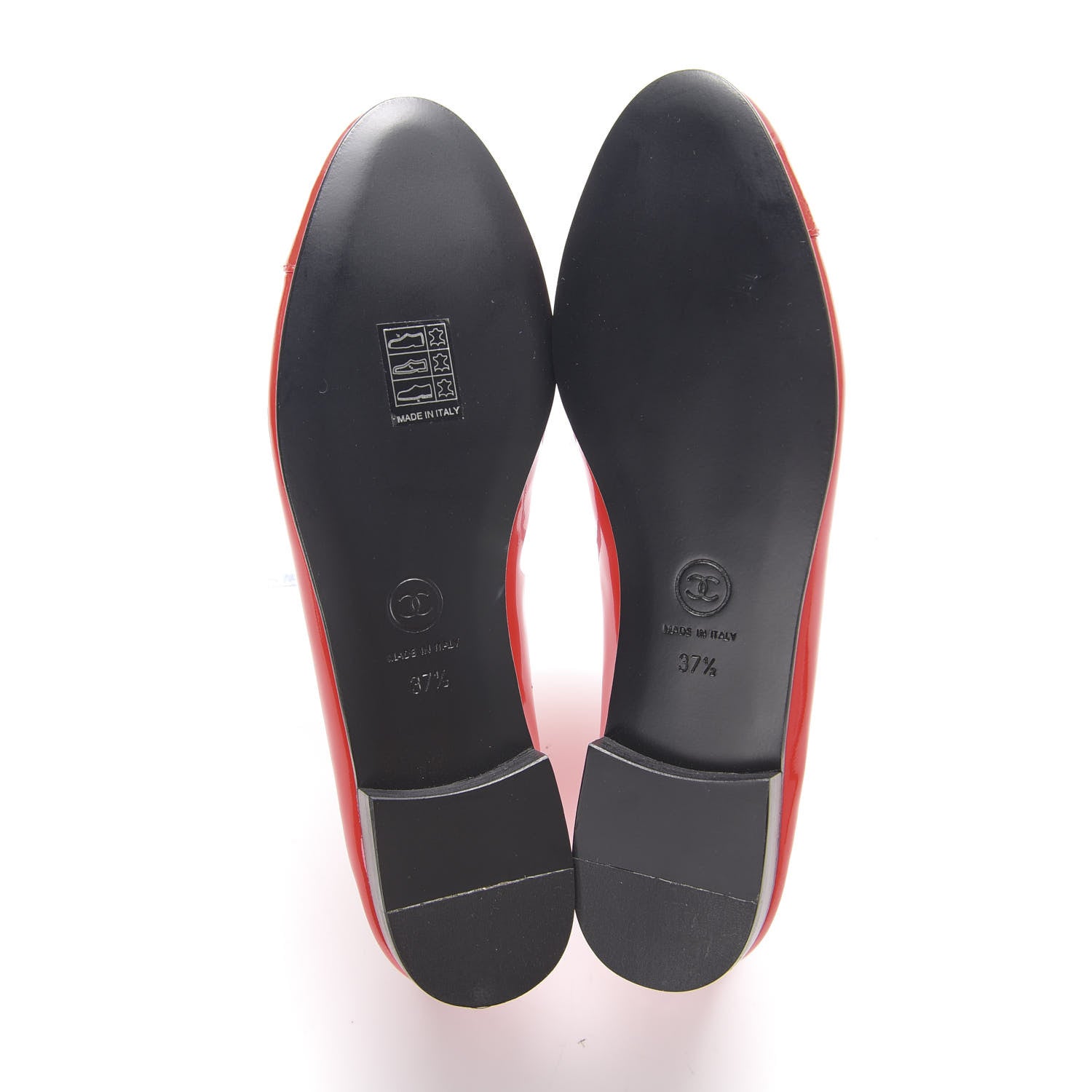 Chanel Patent Calfskin CC Cap Toe Ballerina Flats 37.5 Red 5 of 8