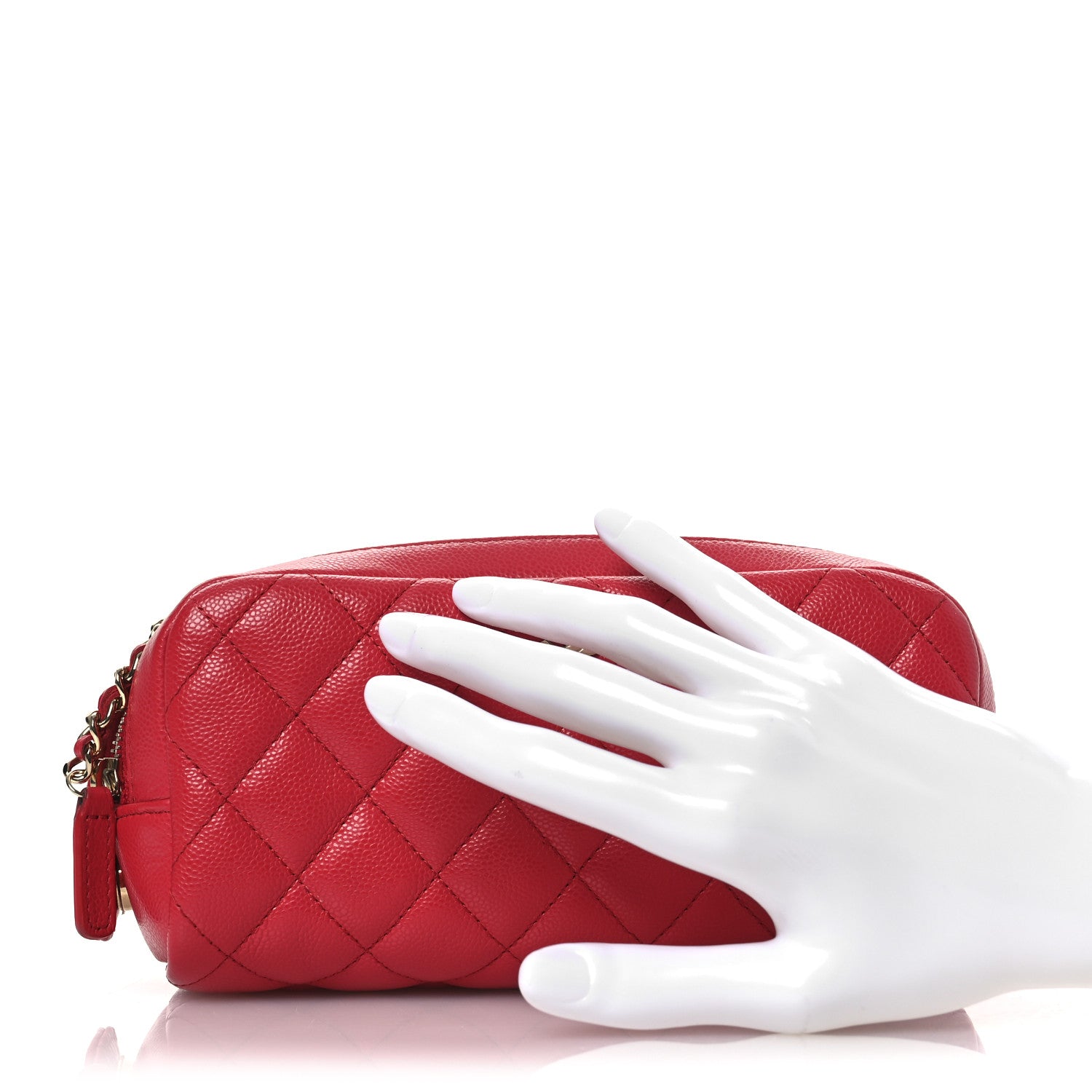 Chanel Caviar Quilted Toiletry Case With Chain Dark Pink 2 of 12