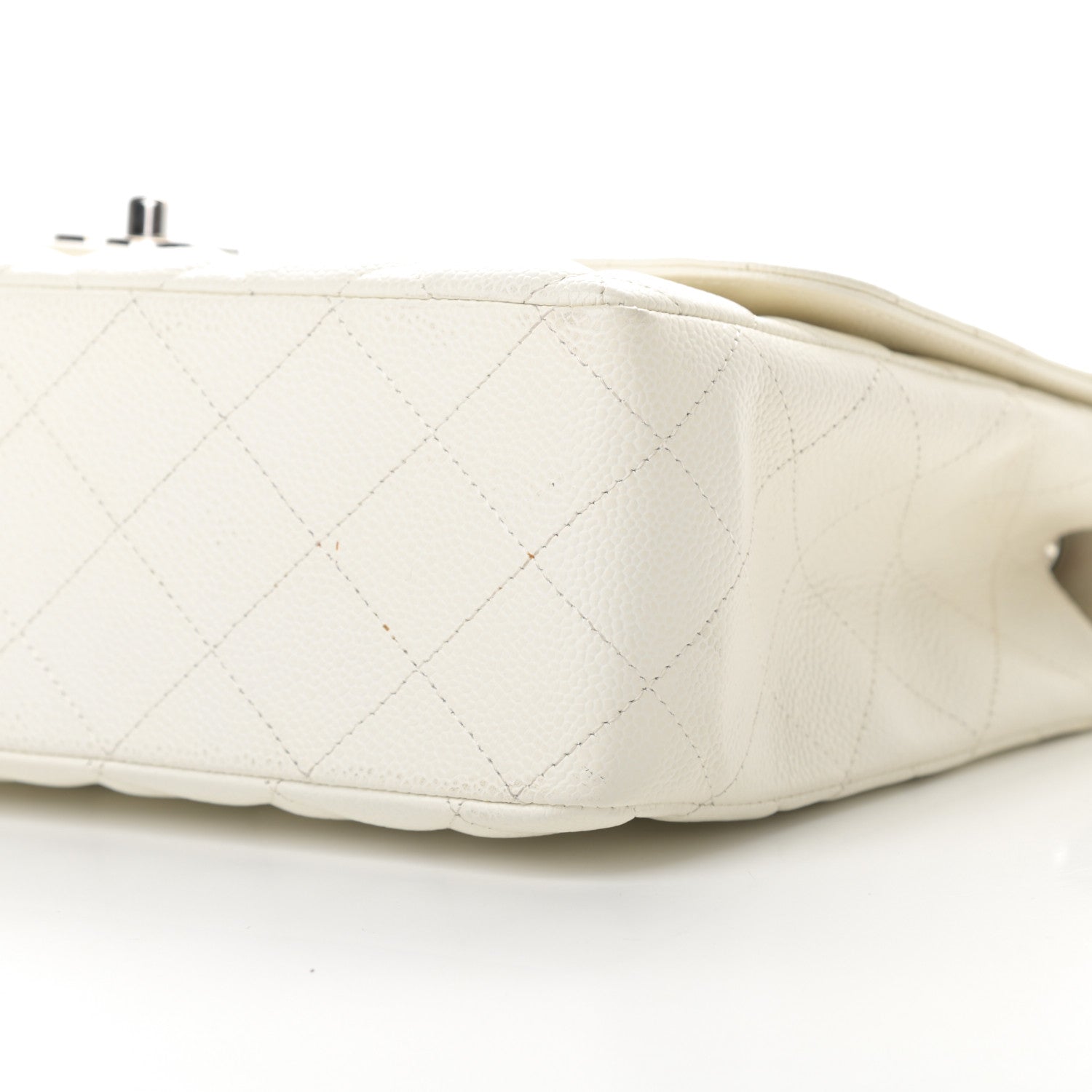 Chanel Caviar Quilted Jumbo Single Flap White 10 of 12