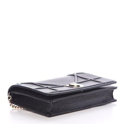 Christian Dior Grained Calfskin Diorama Wallet on Chain Pouch Black 4 of 10