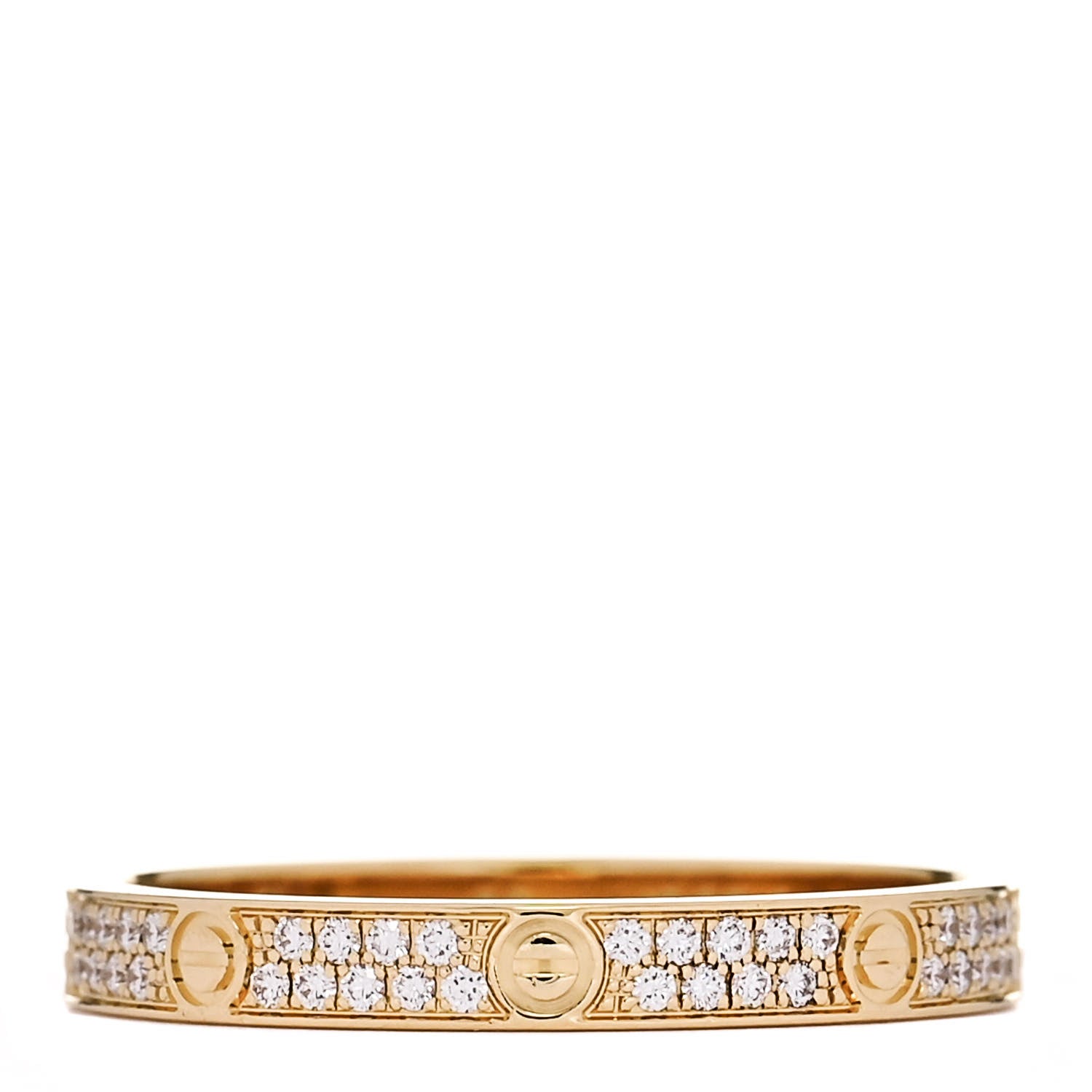 Cartier 18K Yellow Gold Diamond 2.6mm LOVE Paved Band Ring 53 6.5 1 of 4