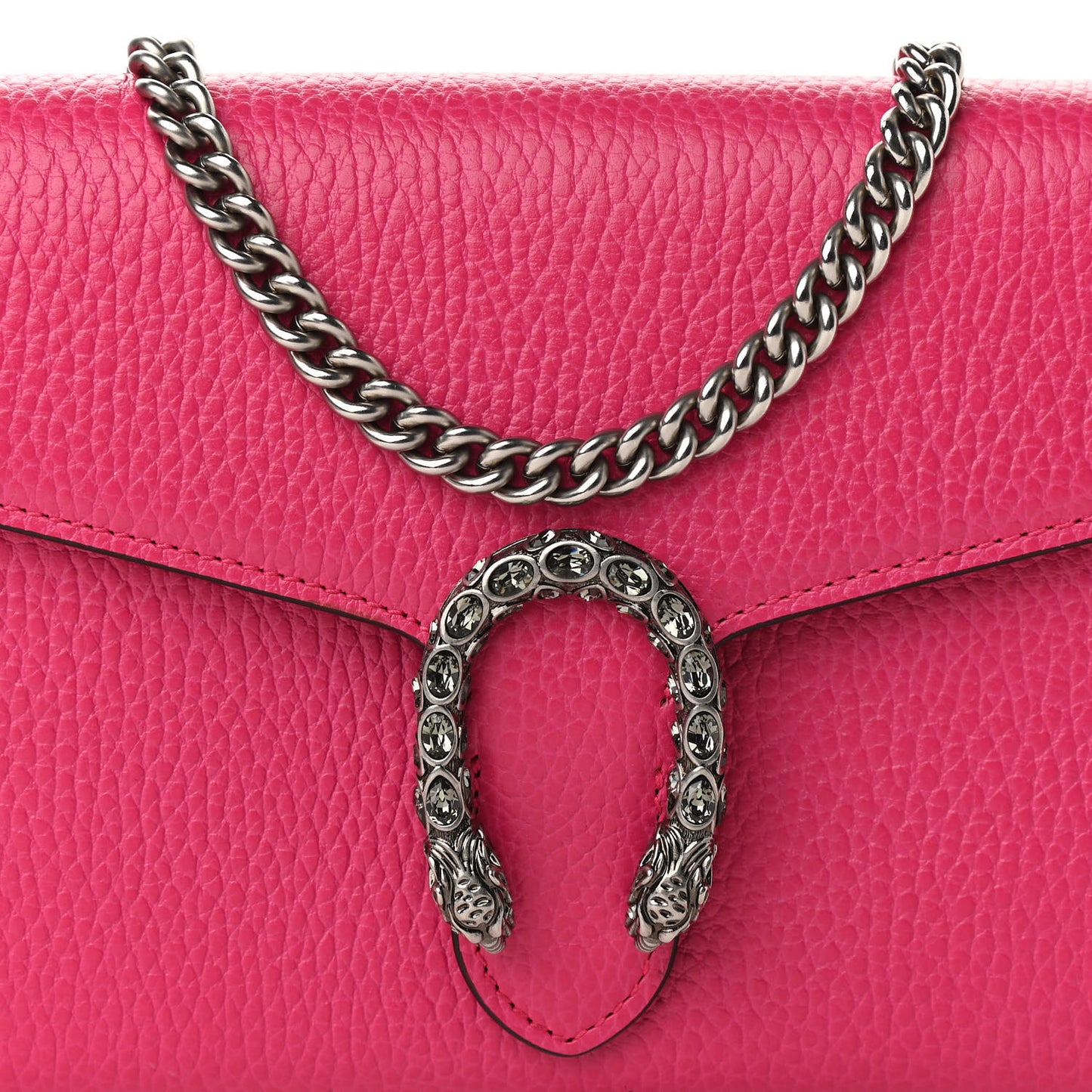 Dollar Calfskin Crystal Mini Dionysus Chain Wallet Box Pink