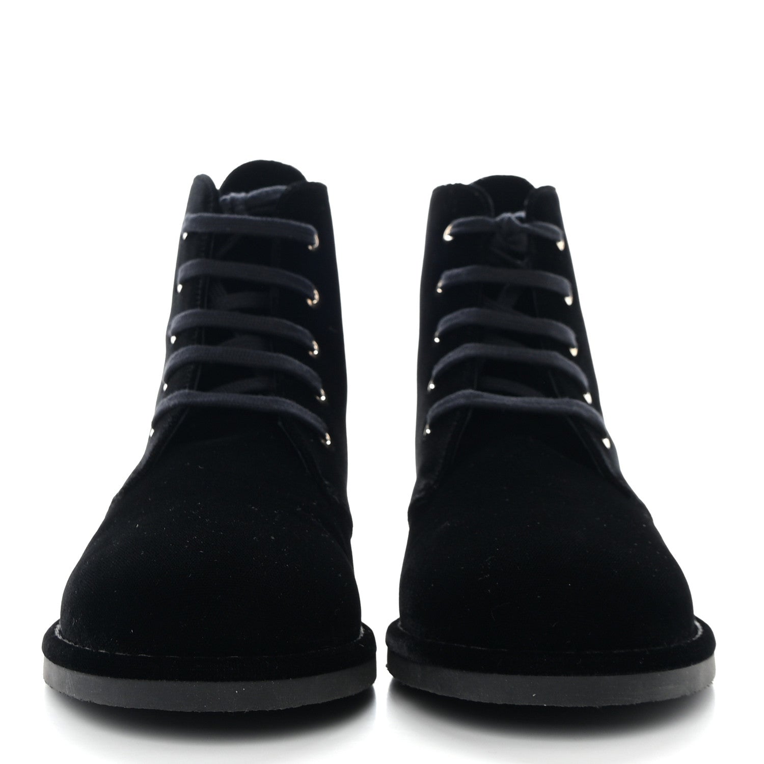Chanel Velvet CC Lace Up Boots 40.5 Black 2 of 9