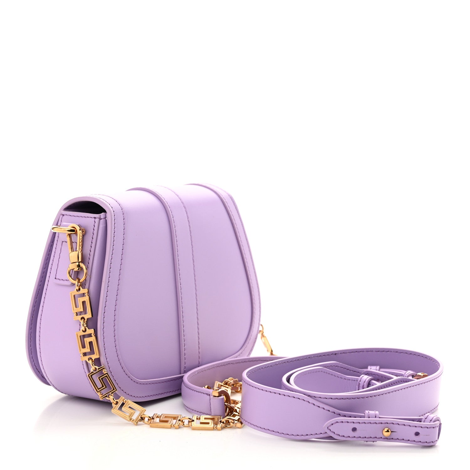 Versace Calfskin Small Greca Goddess Shoulder Bag Lilac 3 of 9
