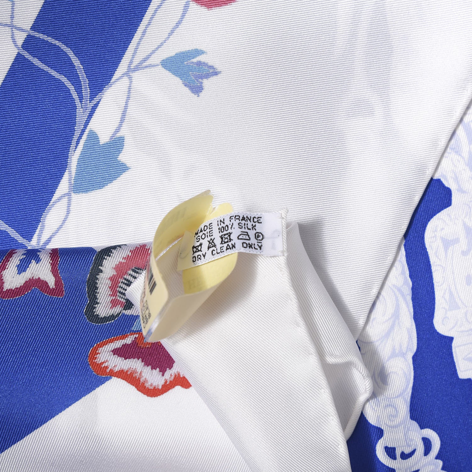 Hermes Silk Brides Fleuries Scarf 90 Bleu Roy White Rouge 6 of 6