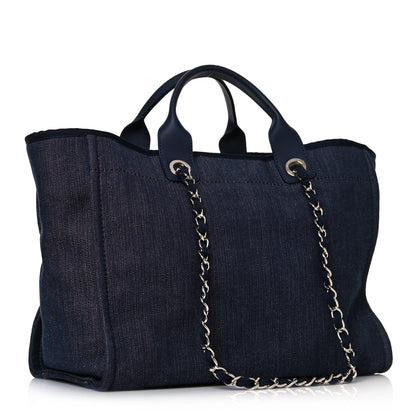 Chanel Denim Medium Deauville Tote Dark Blue 3 of 12
