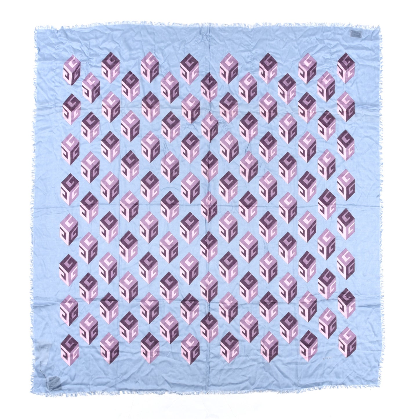 Silk GG Wallpaper Print Square Scarf Blue