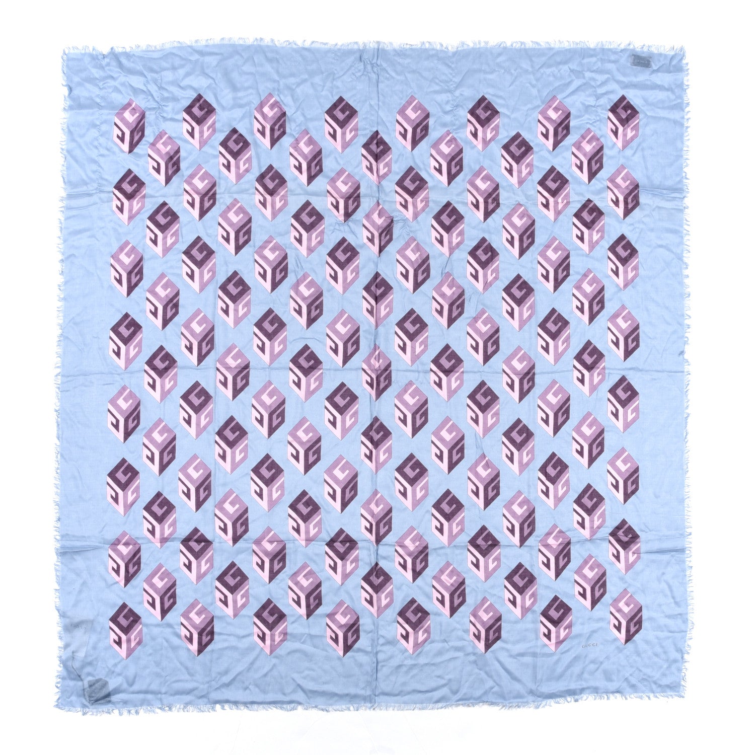 Gucci Silk GG Wallpaper Print Square Scarf Blue 1 of 5