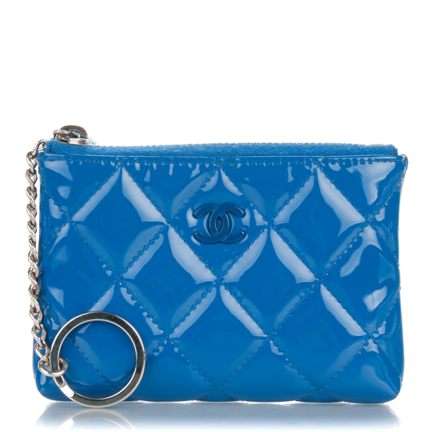 Chanel Patent Quilted Key Holder Case Dark Blue 1 of 7
