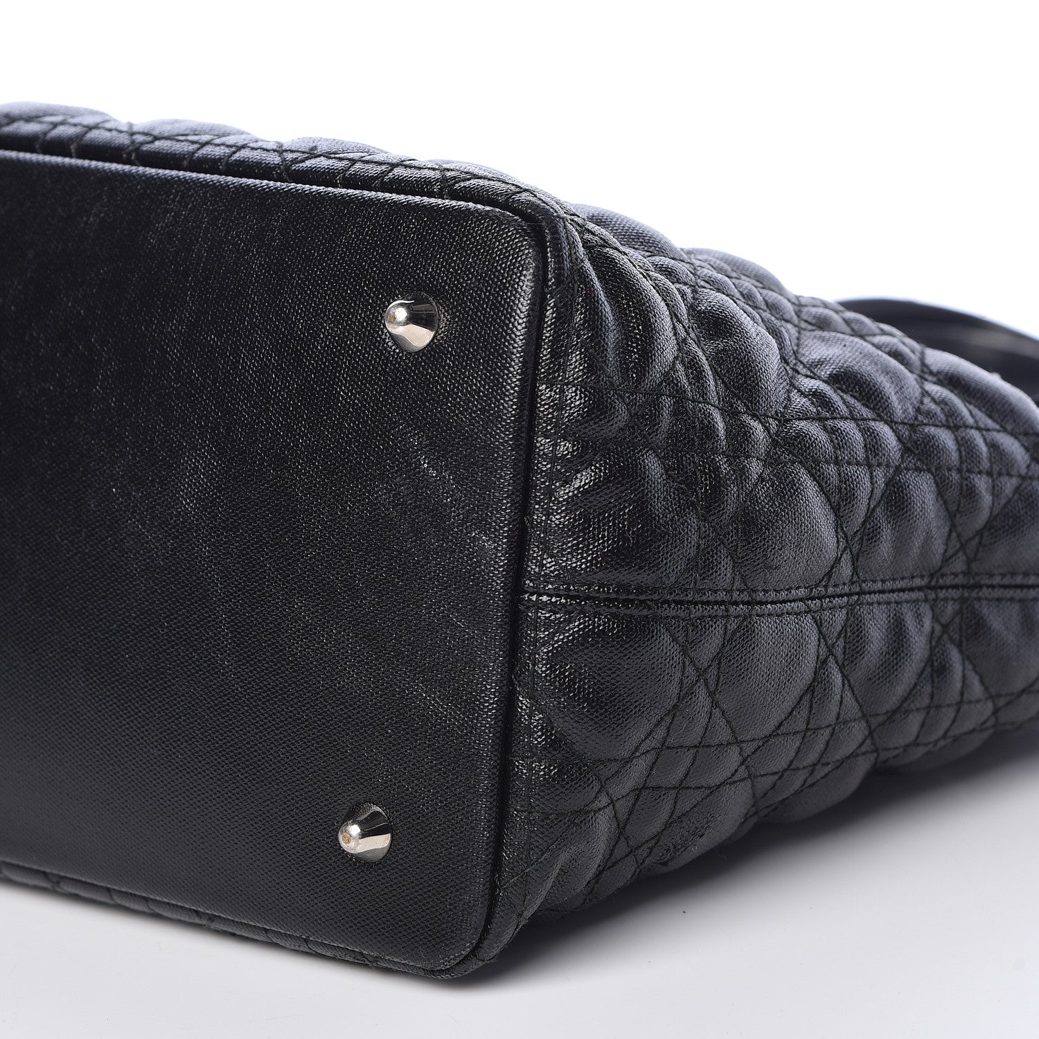 Christian Dior Coated Canvas Cannage Medium Panarea Tote Black 9 of 12