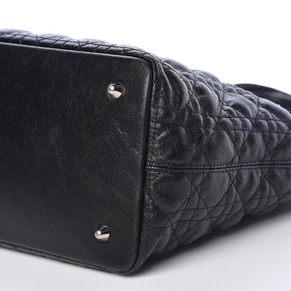 Christian Dior Coated Canvas Cannage Medium Panarea Tote Black 9 of 12