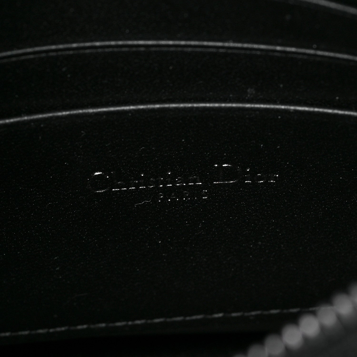 Christian Dior Calfskin Macrocannage Diamond Caro Zipped Pouch With Chain Black 6 of 9