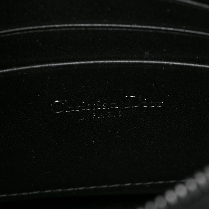 Christian Dior Calfskin Macrocannage Diamond Caro Zipped Pouch With Chain Black 6 of 9