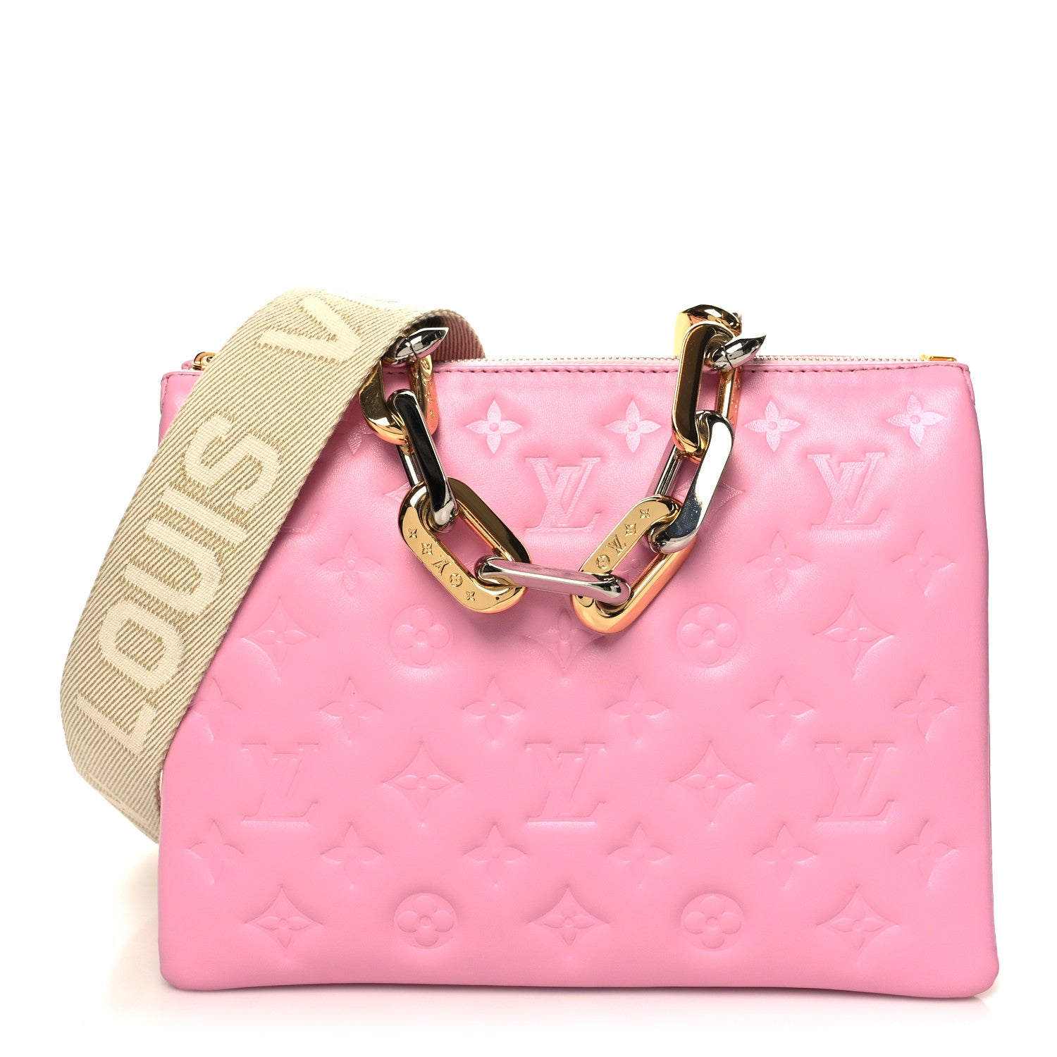 Louis Vuitton Lambskin Embossed Monogram Coussin PM Rose Bonbon 1 of 14