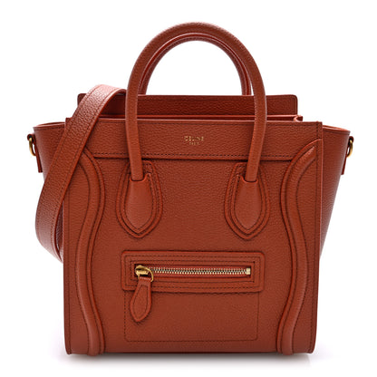 Celine Drummed Calfskin Nano Luggage Terracotta 1 of 10