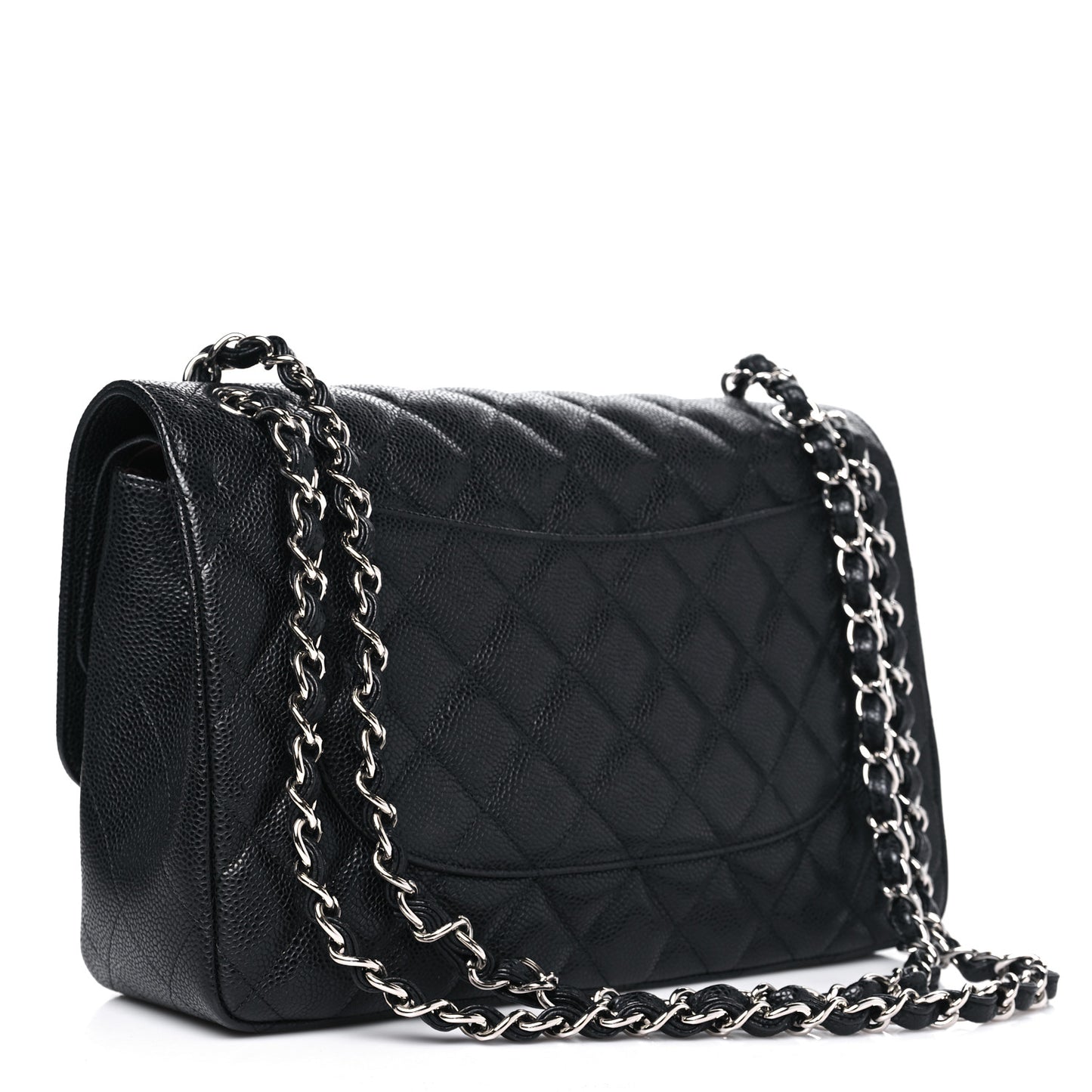 Caviar Quilted Jumbo Double Flap Black