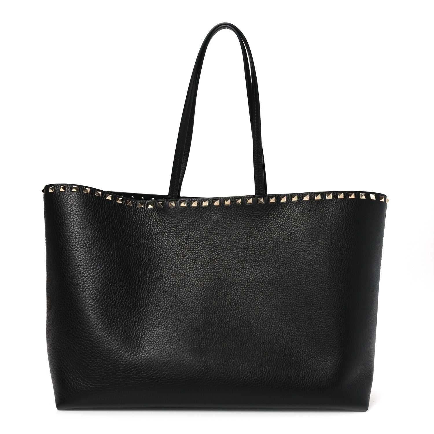 Valentino Garavani Grained Calfskin Rockstud Shoulder Tote Black 1 of 9