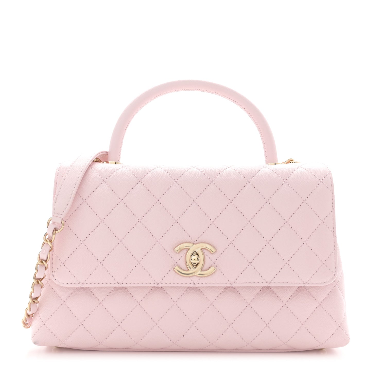 Caviar Quilted Small Coco Handle Flap Light Pink