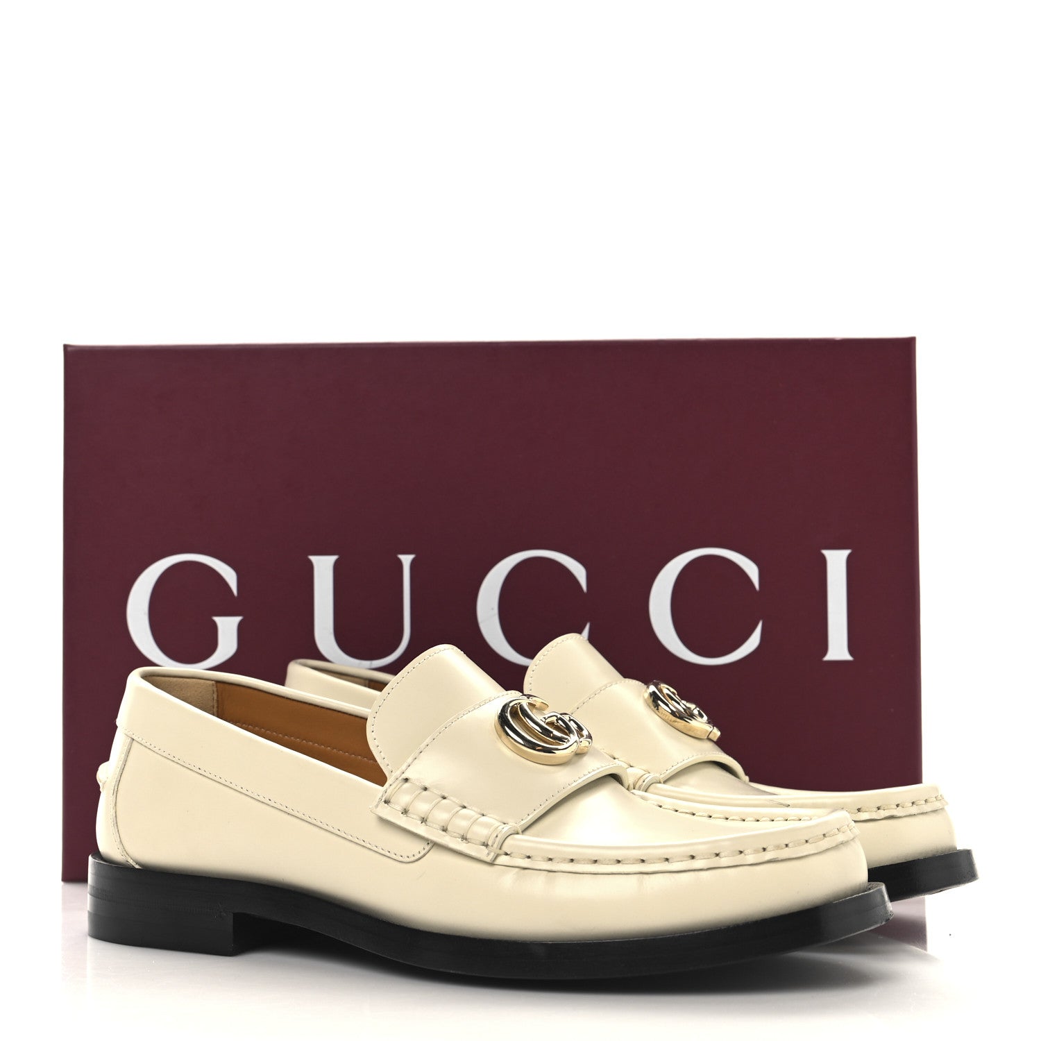 Gucci Calfskin Womens Horsebit Moccasin Loafers 37.5 New Ivoire 10 of 10