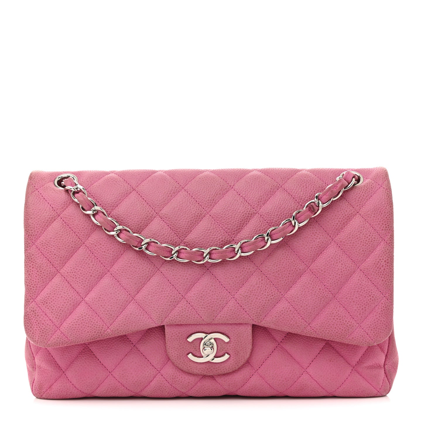 Caviar Quilted Jumbo Double Flap Pink