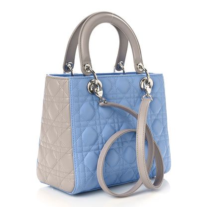 Christian Dior Lambskin Cannage Medium Bi-Color Lady Dior Blue Gray 3 of 8