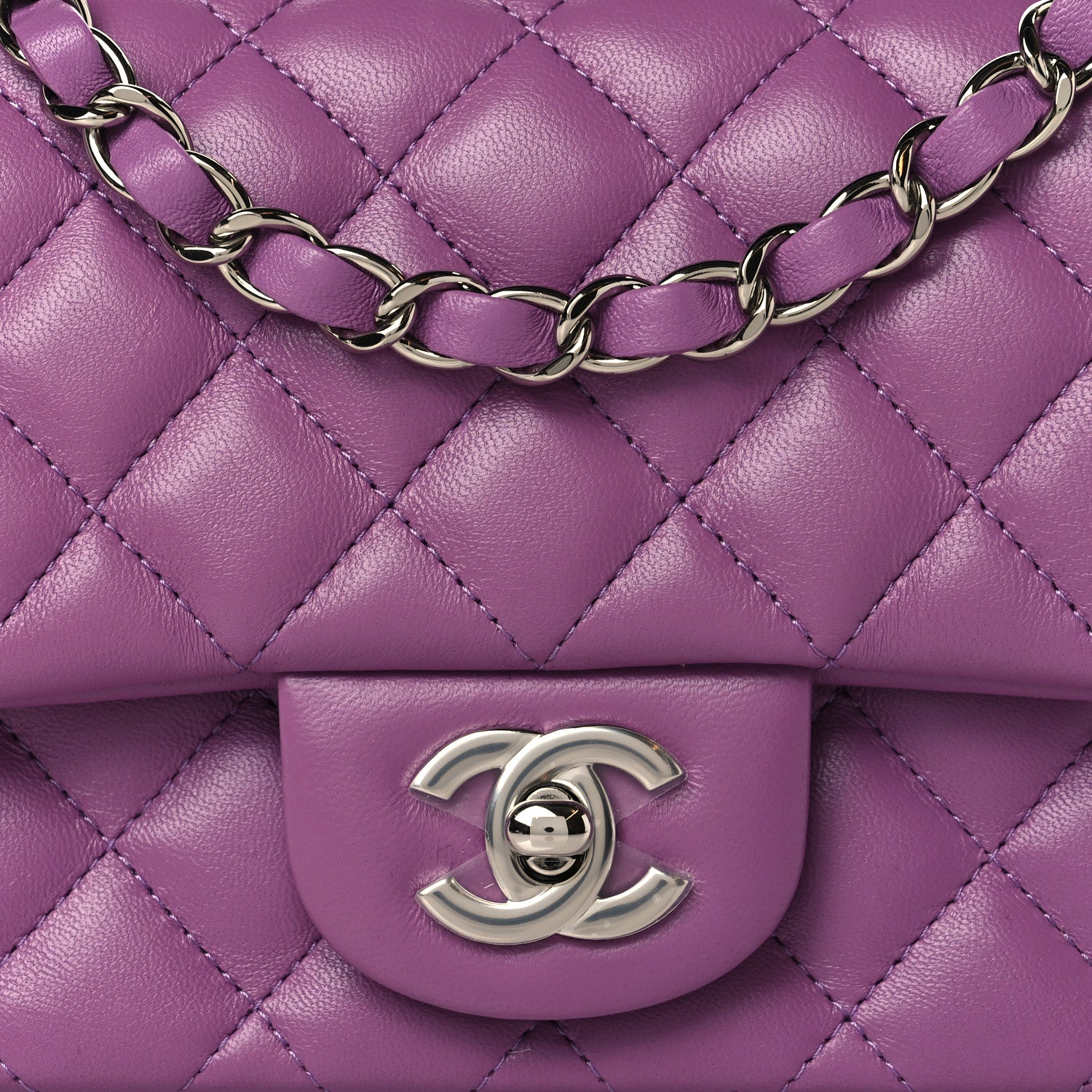 Chanel Lambskin Quilted Mini Square Flap Purple 8 of 11