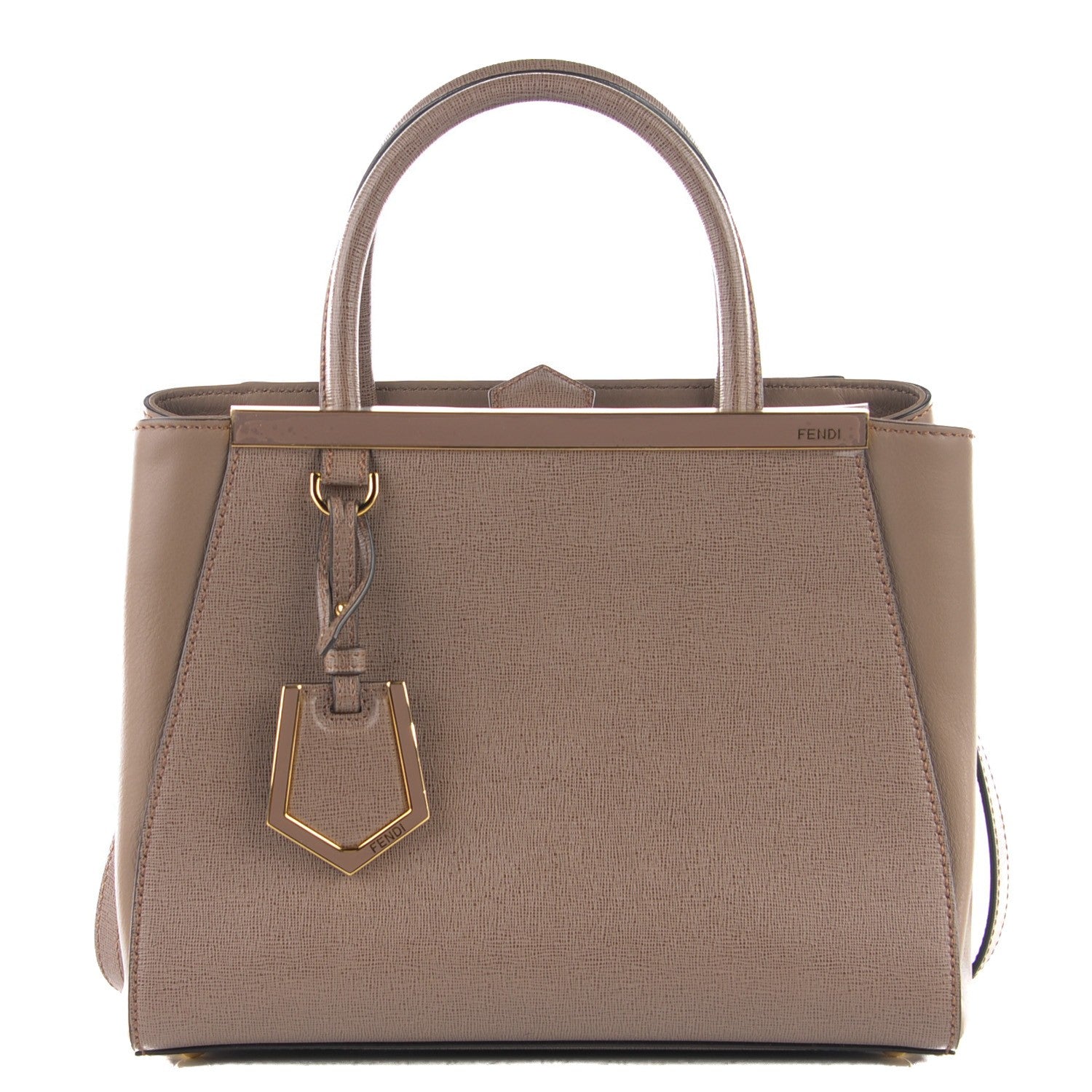 Fendi Vitello Elite Flamingo Petite 2Jours Tote Seppia 1 of 9