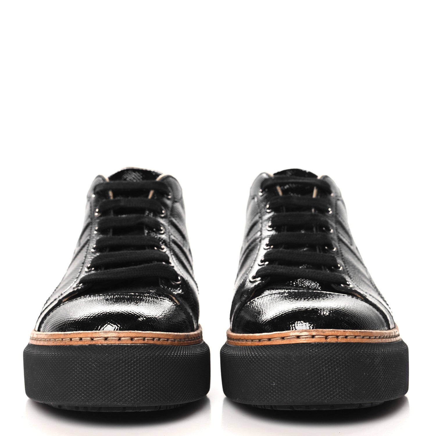 Hermes Patent Epsom Womens Polo Sneakers 39 Black 3 of 9