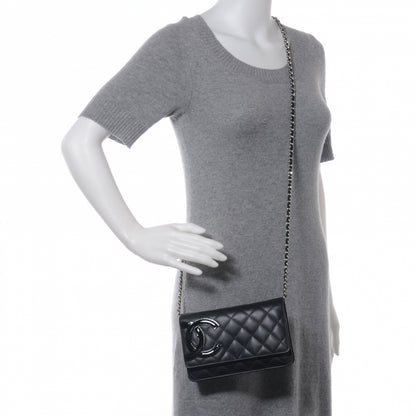 Chanel Calfskin Quilted Cambon Wallet On Chain WOC Black 2 of 8