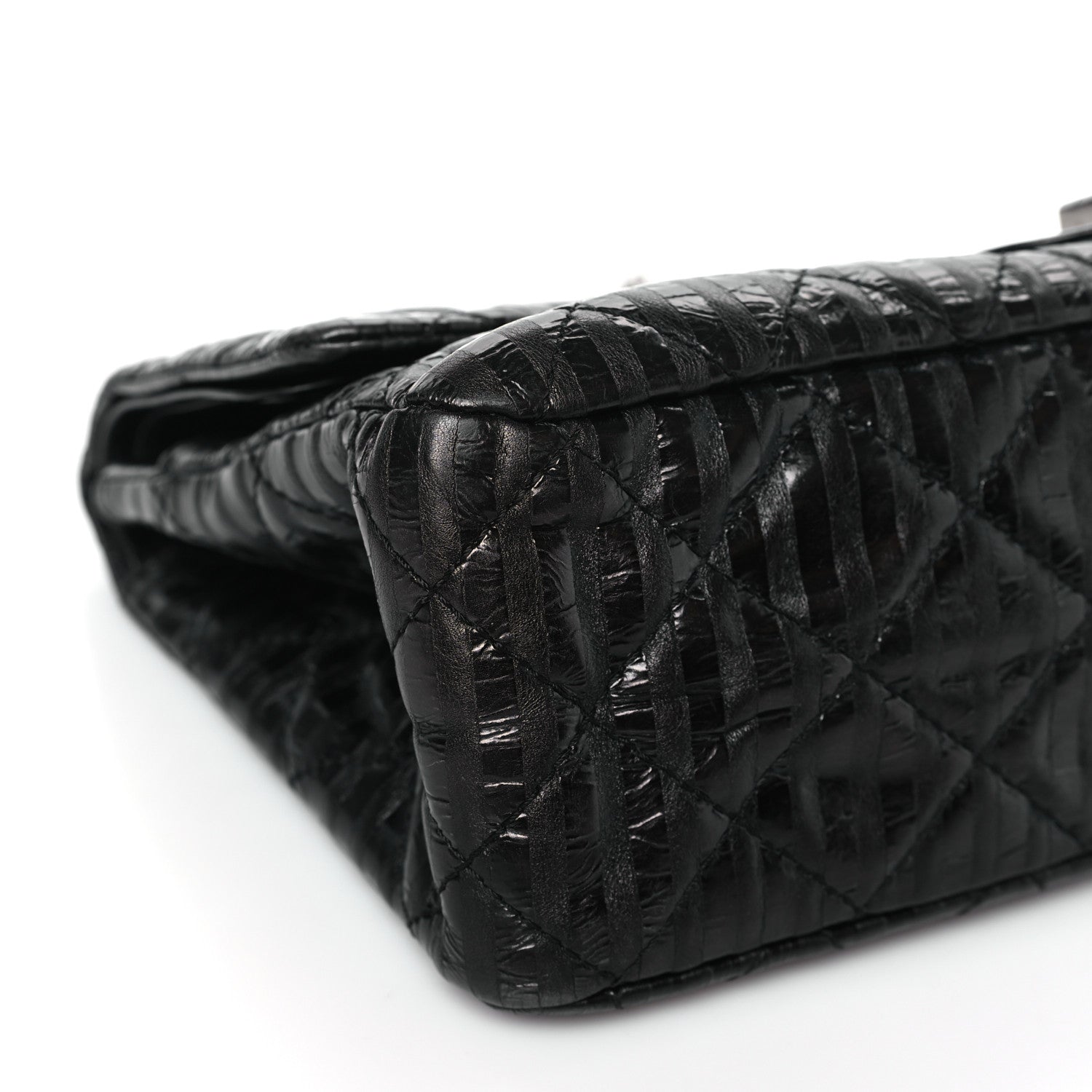 Chanel Metallic Calfskin Striped 2.55 Reissue 227 Flap Black 8 of 10