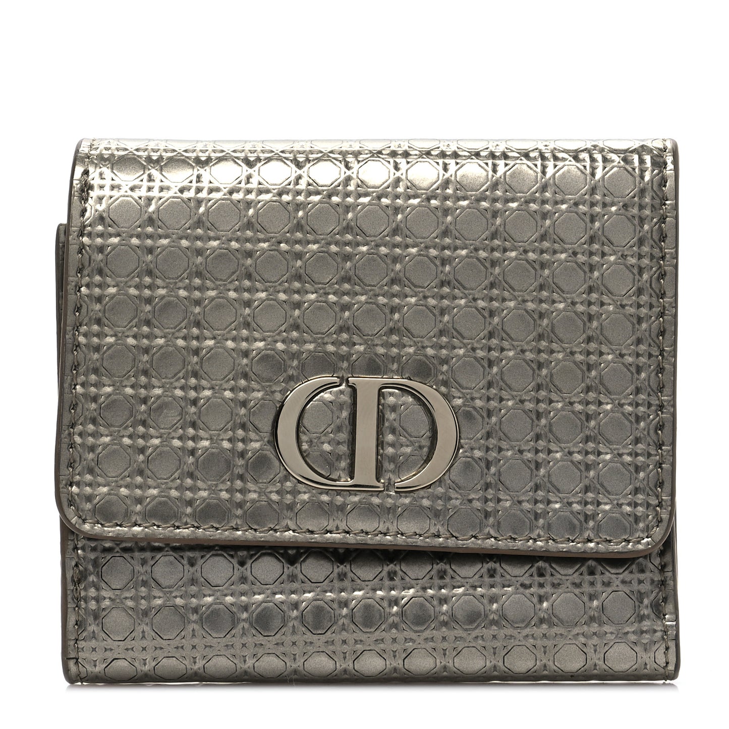 Metallic Patent Micro-Cannage 30 Montaigne Lotus Wallet Champagne