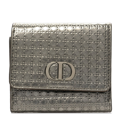 Christian Dior Metallic Patent Micro-Cannage 30 Montaigne Lotus Wallet Champagne 1 of 7