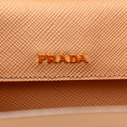 Prada Saffiano Cuir Medium Double Bag Noisette Papaya 5 of 12