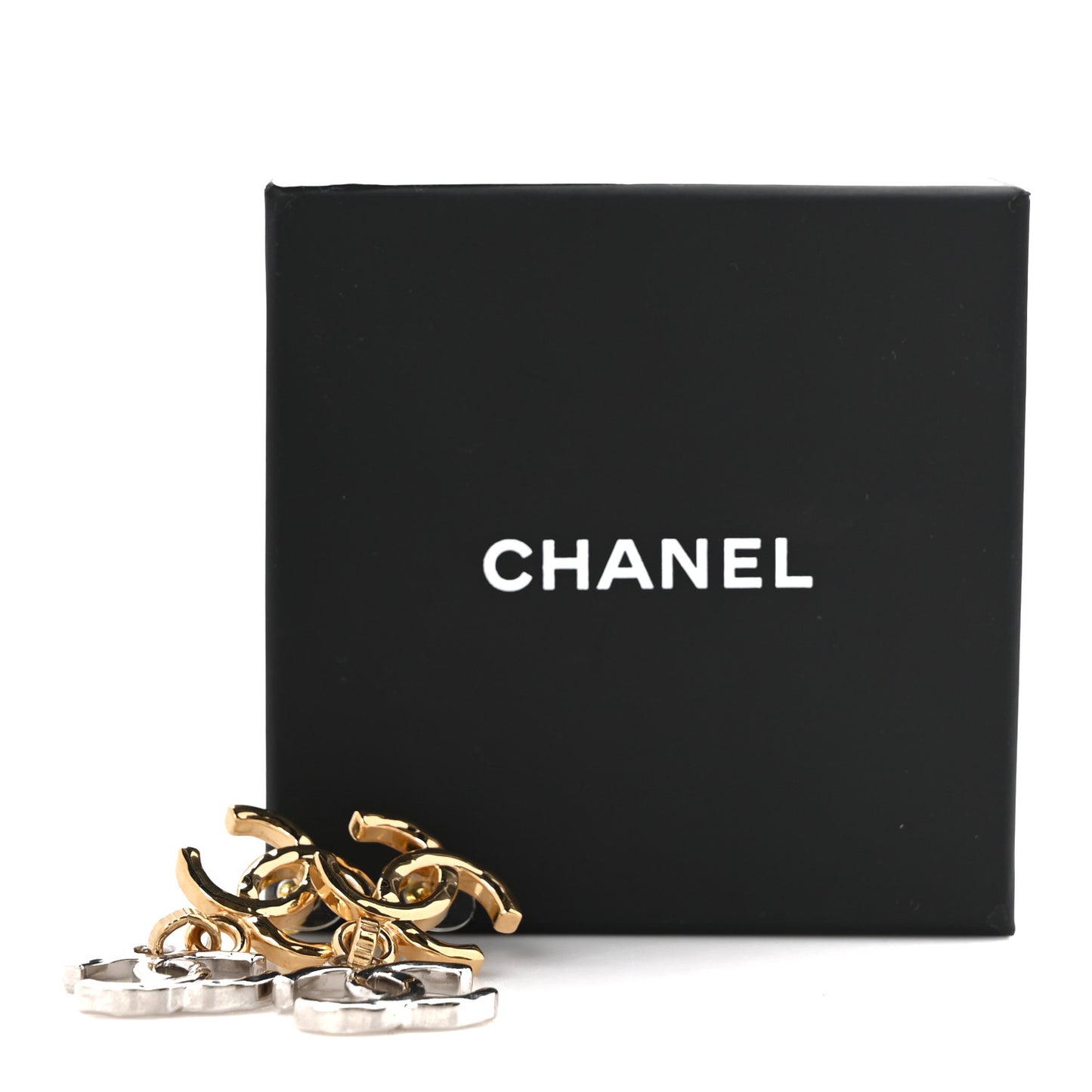 Metal CC Pendant Drop Earrings Gold Silver