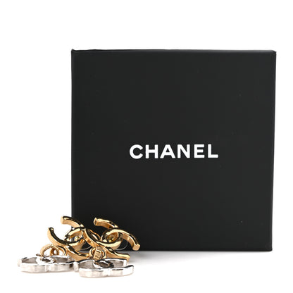 Chanel Metal CC Pendant Drop Earrings Gold Silver 5 of 5