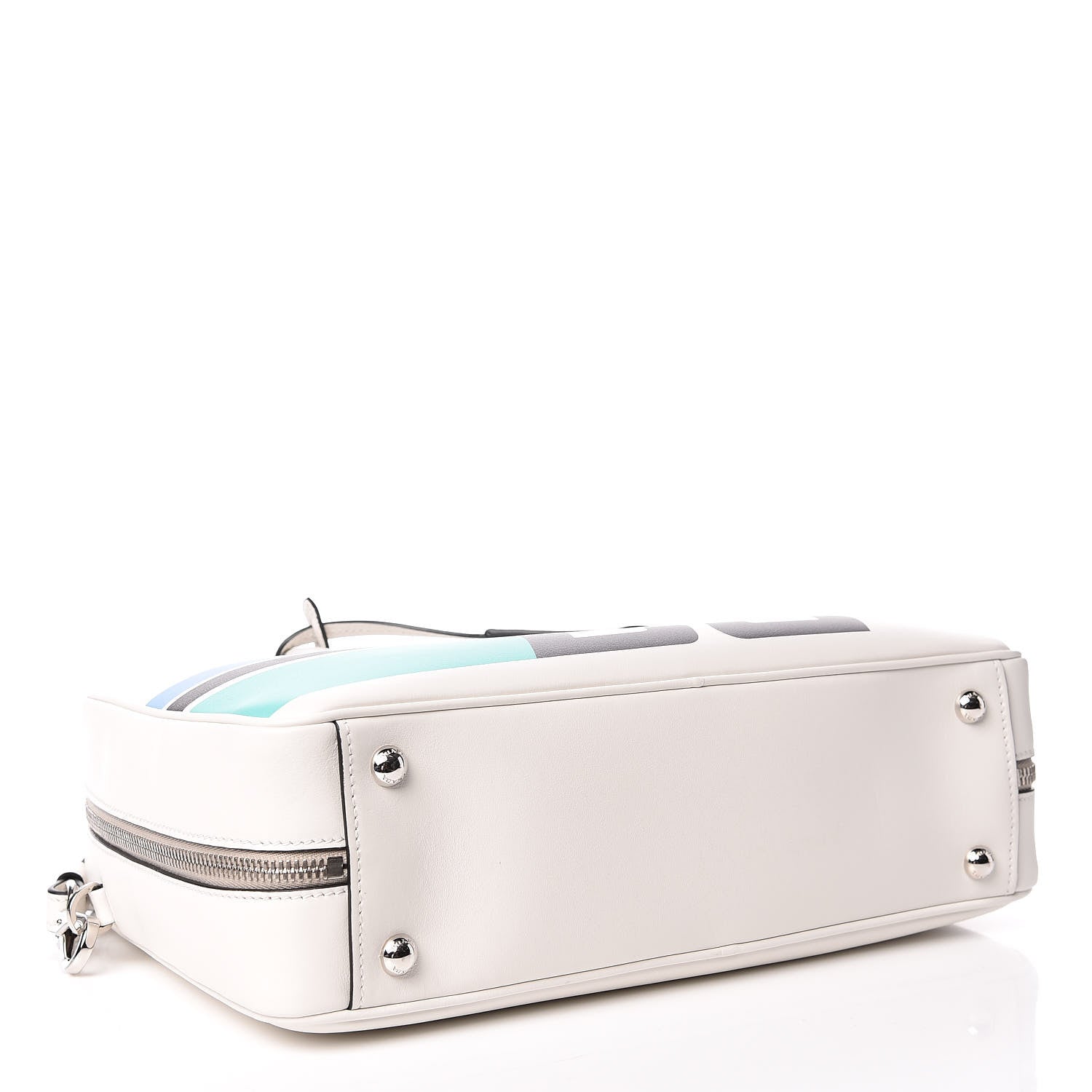 Prada City Calfskin Racing Logo Bowler White Black 4 of 9