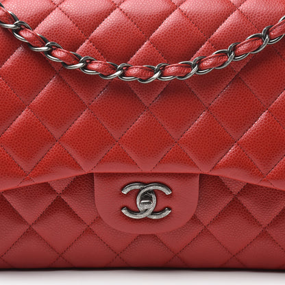 Chanel Caviar Quilted Jumbo Double Flap Red 8 of 11