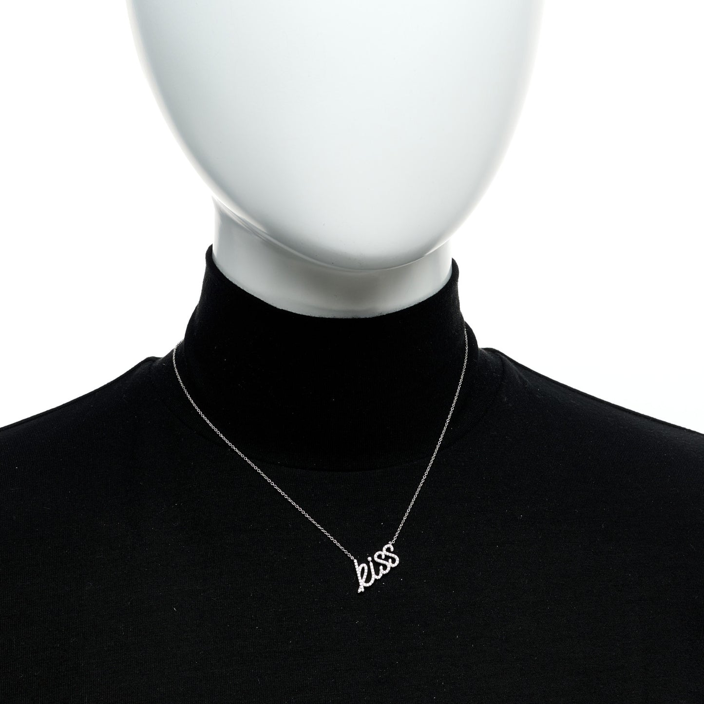 18K White Gold Diamond Small Paloma's Graffiti Kiss Pendant Necklace