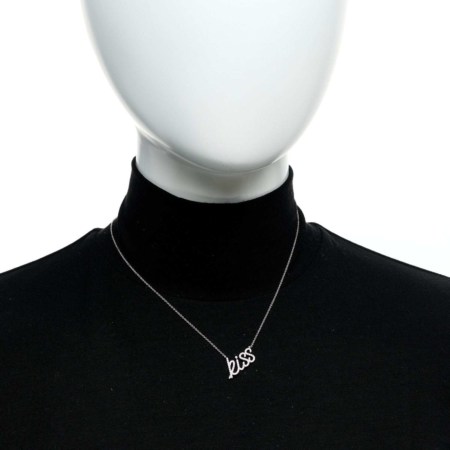 Tiffany 18K White Gold Diamond Small Paloma's Graffiti Kiss Pendant Necklace 2 of 5