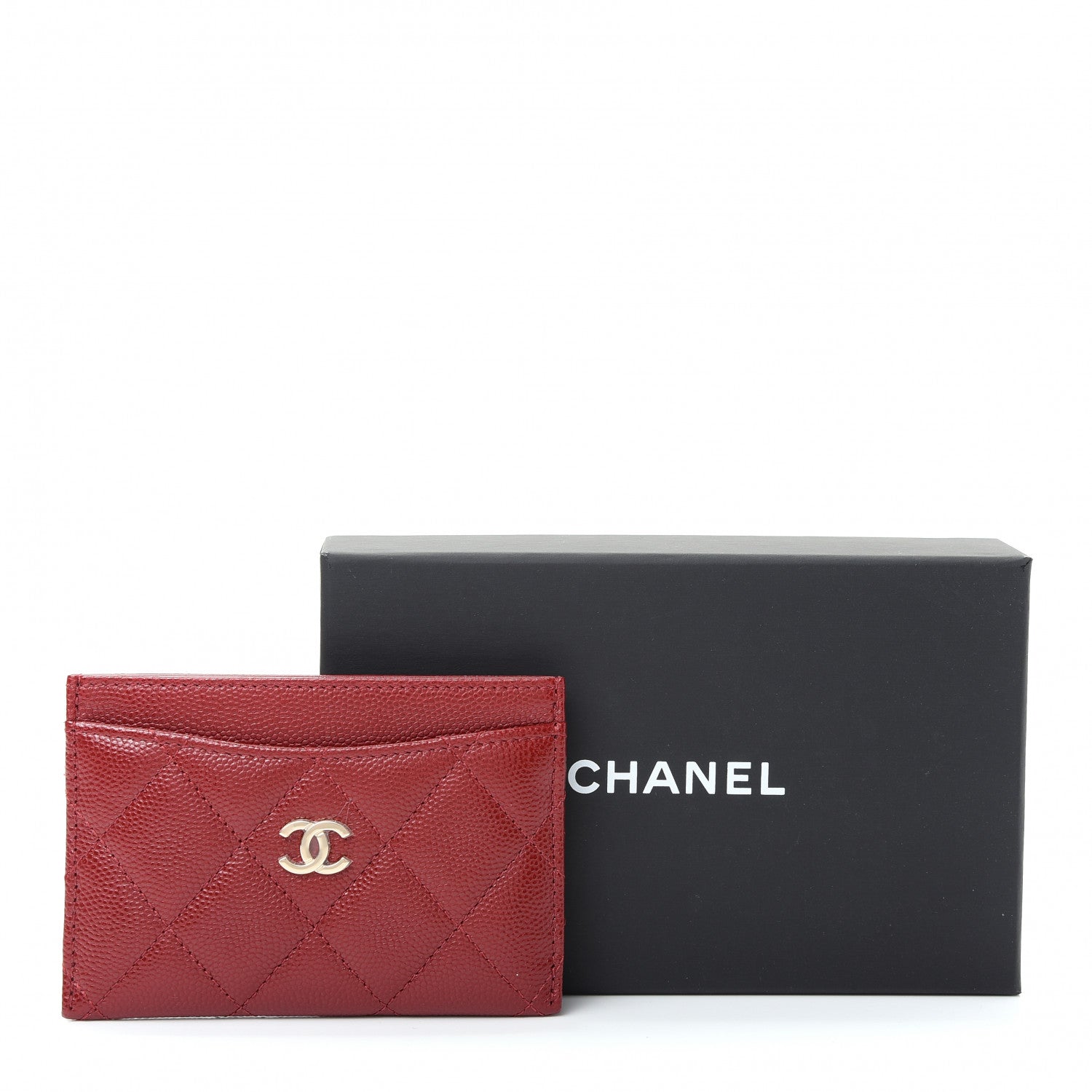 Chanel Caviar Quilted Card Holder Dark Red 9 of 9