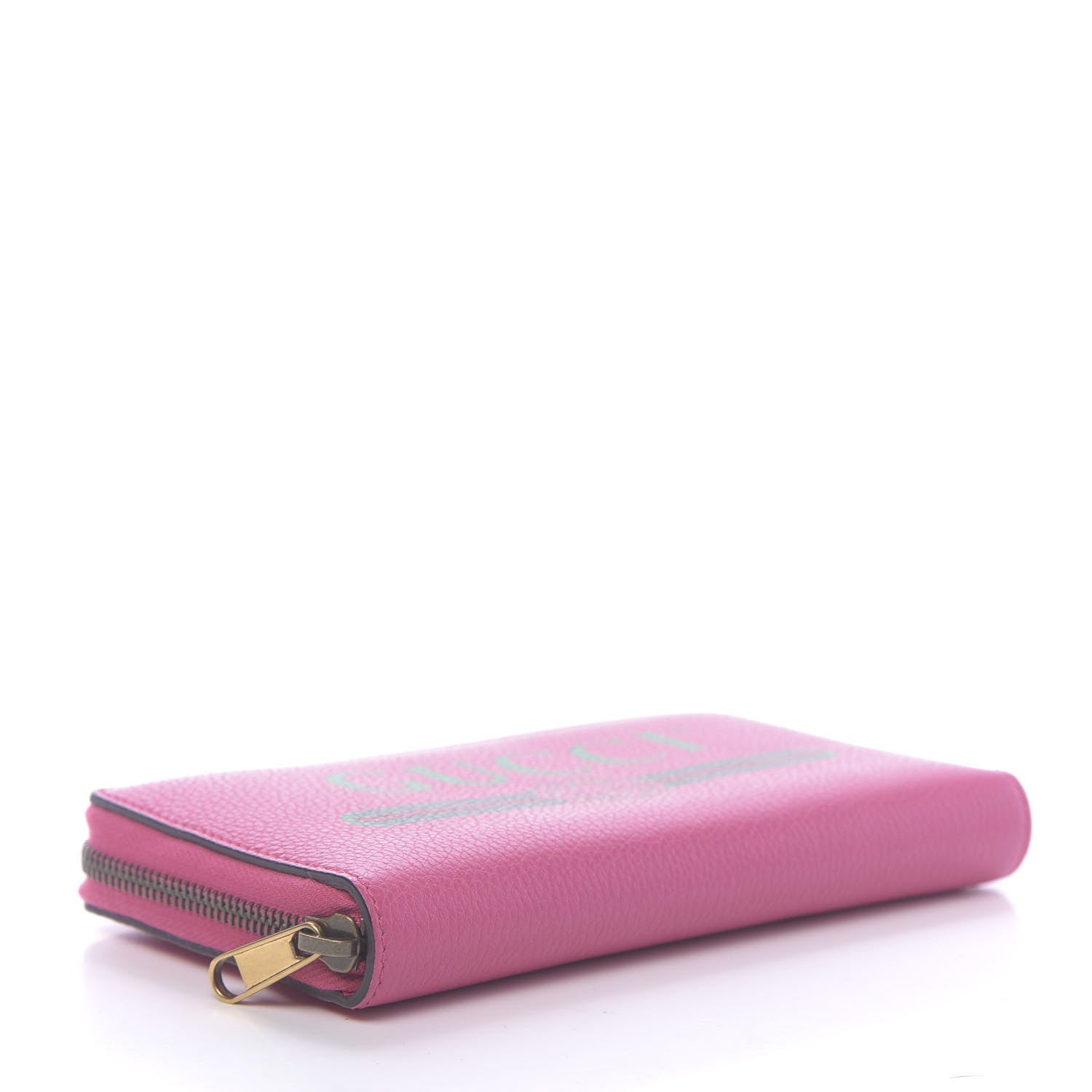 Gucci Grained Calfskin Logo Zip Around Wallet Box Pink Green 4 of 7