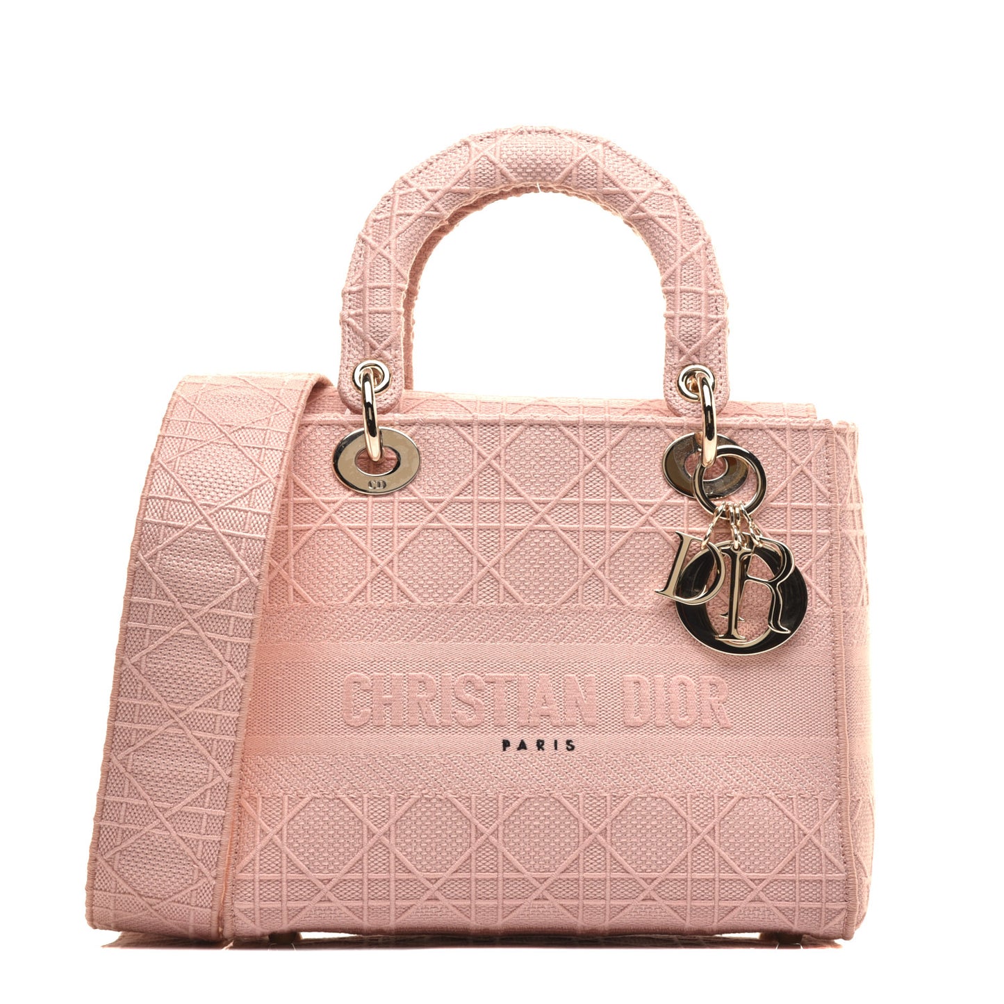 Canvas Embroidered Cannage Medium Lady D-Lite Pink