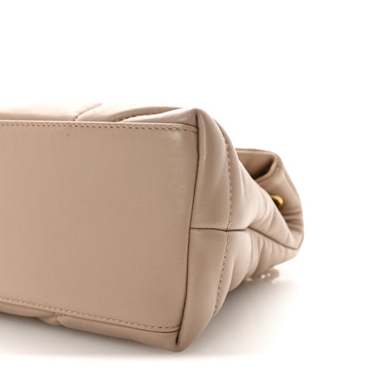 Saint Laurent Lambskin Quilted Small Loulou Puffer Monogram Chain Satchel Dark Beige 9 of 9